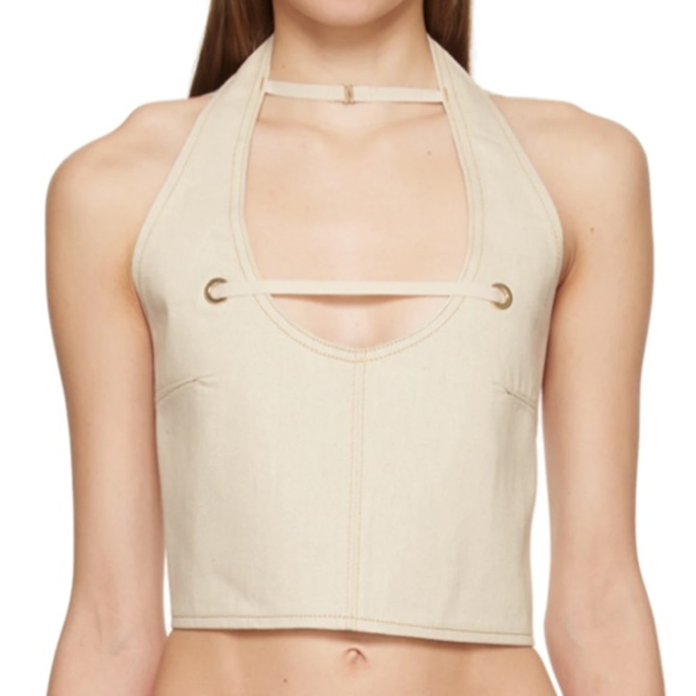 JACQUEMUS Beige Le Papier Tied Tank Top